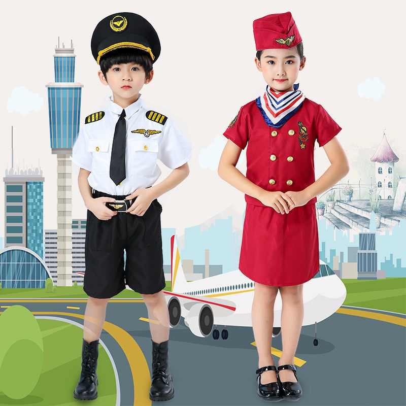 2020 Kids Boys Girls Pilot Flight Attendant Stewardess ...