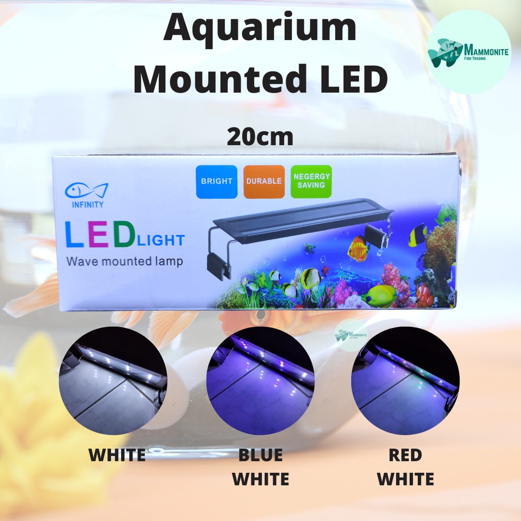 Infinity Aquarium LED Light Wave Mounted Lamp 20cm Red White Blue White