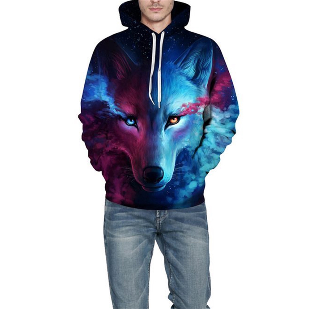 red and blue wolf hoodie