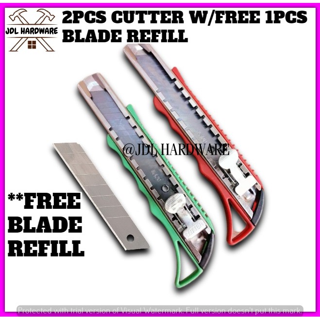 1816 2PCS Industrial Snap-off Blade Cutter Knife w/ FREE 1PCS BLADE REFILL