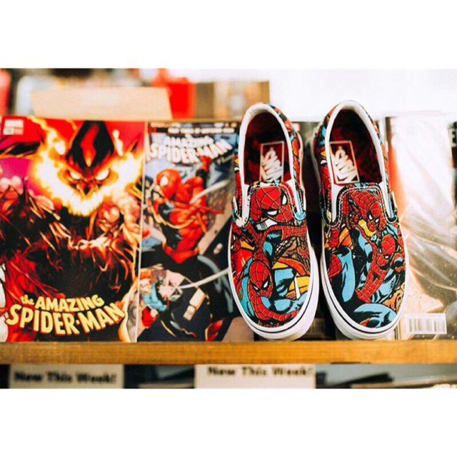 spiderman slip on vans