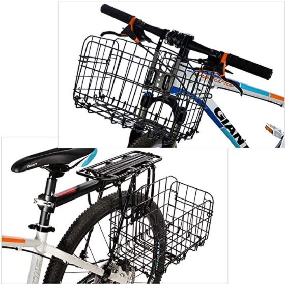 Bicycle Front Basket Foldable Hanging Metal Rear Basket for Bikes