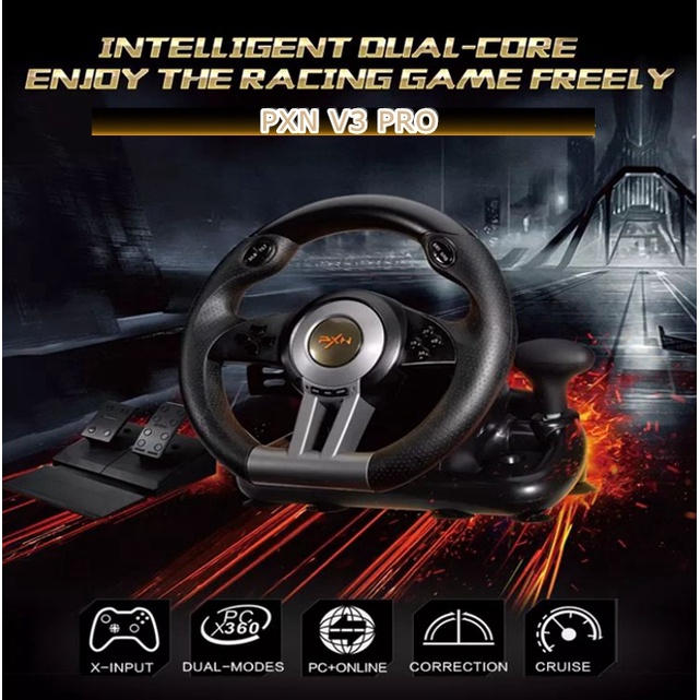 PXN V3 PRO High Quality Double Vibration Gaming Steering Wheel with ...