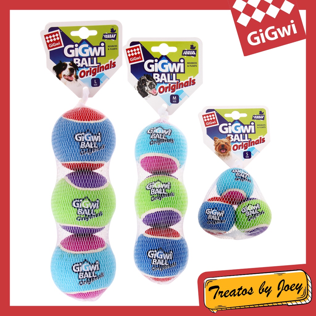 Gigwi 3 Pack Tennis Ball Squeak Dog Toy Fetch Toy #1