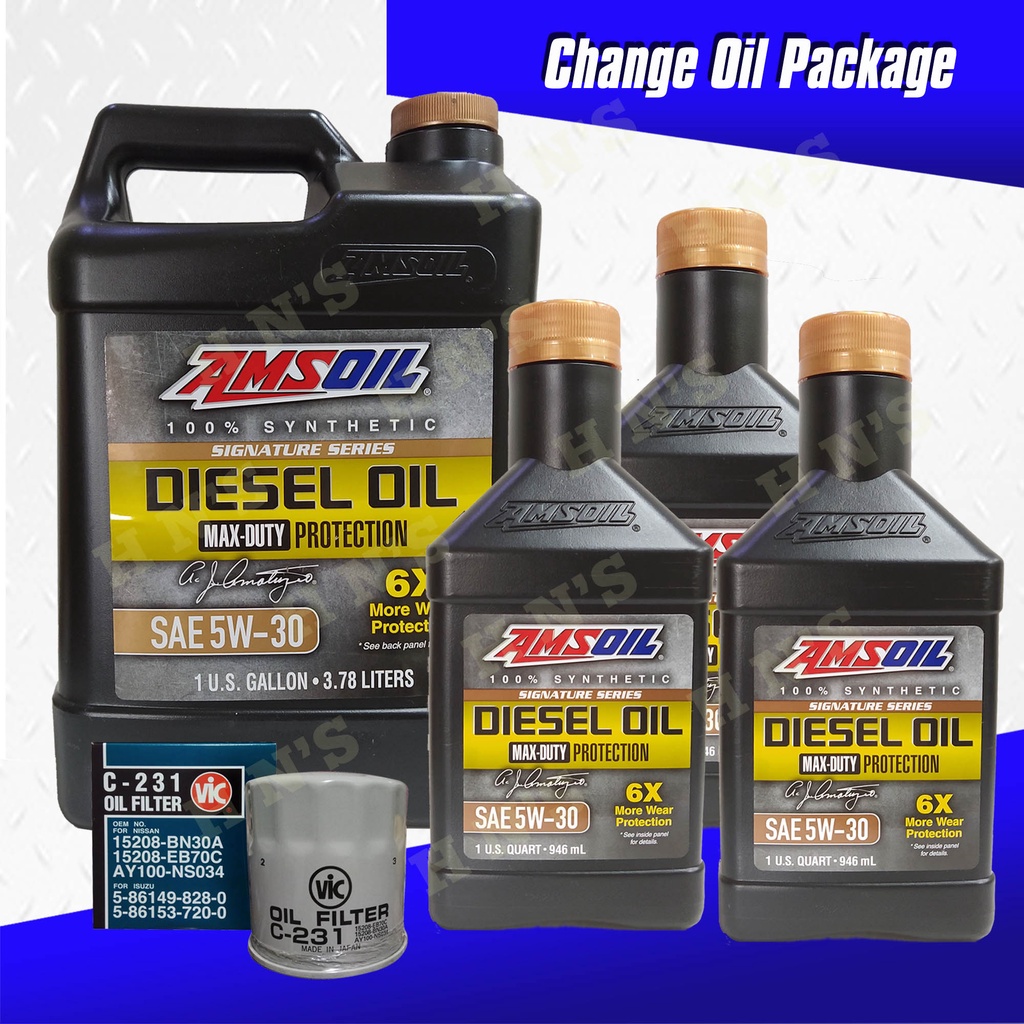 AMSOIL Signature Series 5W30 Fully Synthetic Diesel Engine Oil Change Package for Nissan NP300