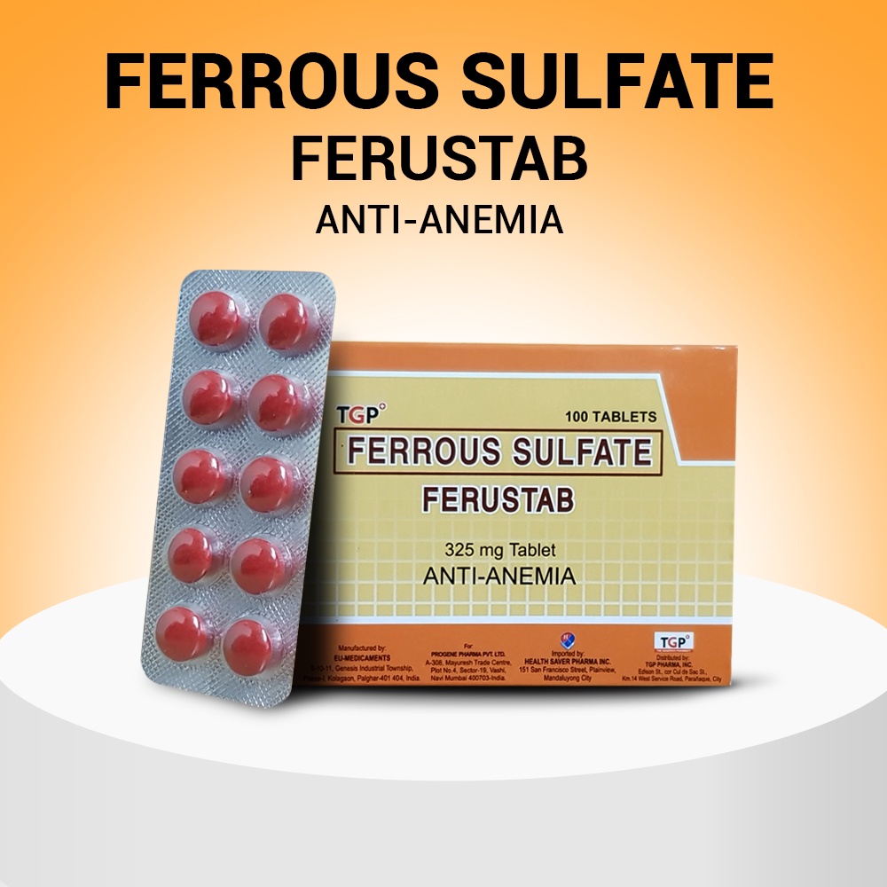 TGP Ferrous Sulfate 100 Tablets 325mg FERUSTAB (Anti-Anemia) | Shopee ...