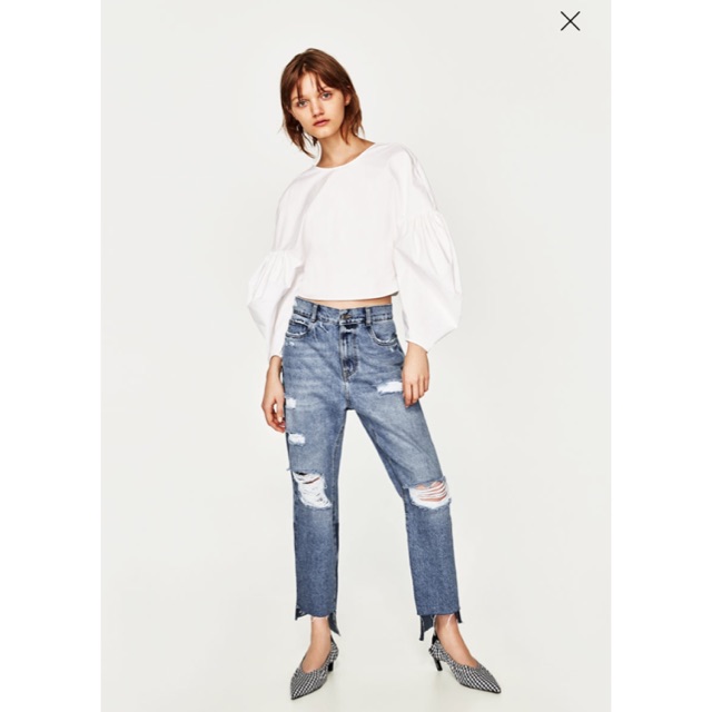 zara ripped mom jeans