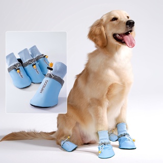 4PCS Breathable Large Dog Shoes Waterproof Big Dog Pet Shoes English Printing Outdoor Dog Shoe For Medium And Large Dogs