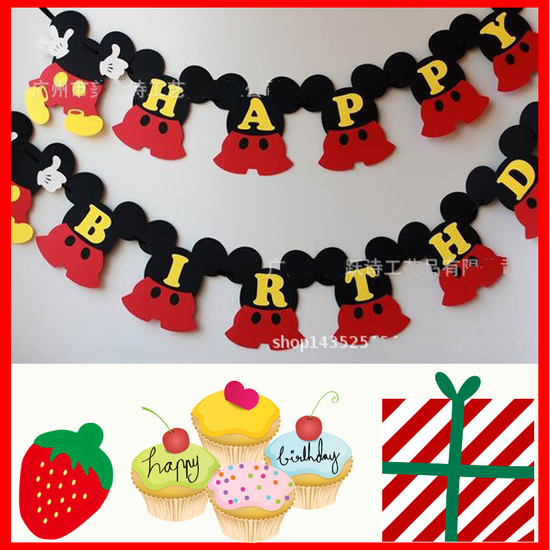 Happy Birthday Banner Mickey Mouse New Mickey Mouse Theme Children Birthday Party Decoration Happy Birthday  Banner | Shopee Philippines