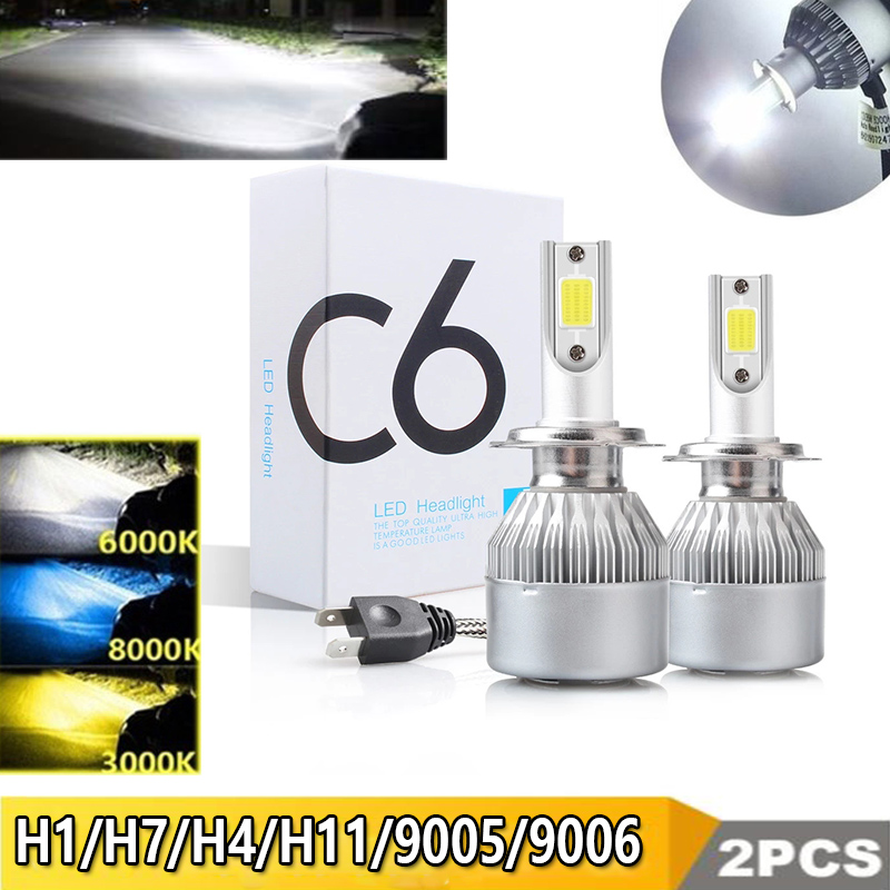 New 2pcs/set C6 Led Headlights 300W 30000LM H4 H7 Car Light Bulbs H1 H8 H9 H11 Auto Headlamp