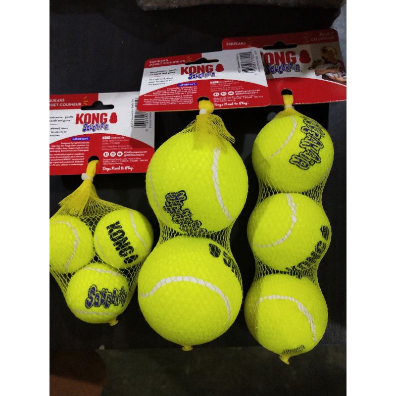 KONG SqueakAir Tennis Ball Dog Toy Original (Small 3pcs,Med 3 pcs,Large