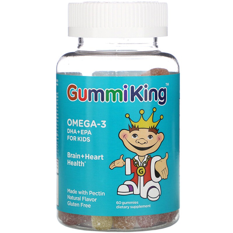 GummiKing, Omega3 DHA + EPA for Kids, Strawberry, Orange and Lemon, 60
