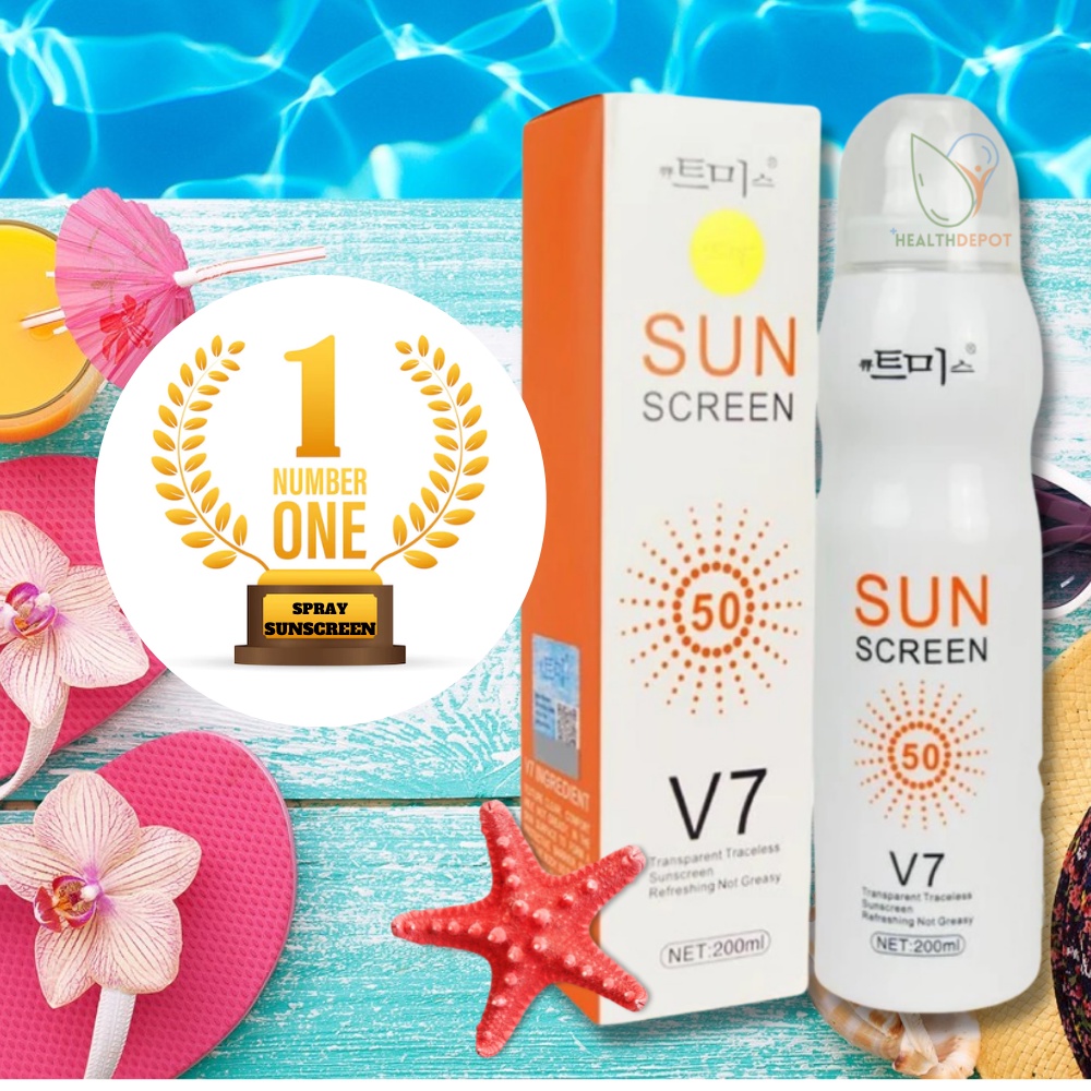 Sunscreen SPF50 V7 Korean Spray Lotion ORIGINAL Instant Whitening Water Resistant Sunblock SUMMER