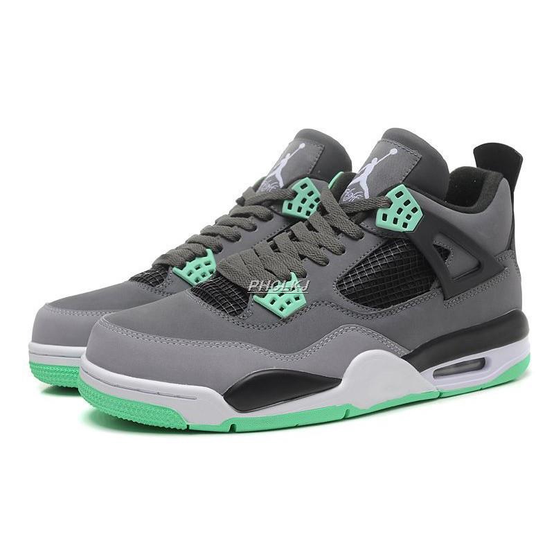 jordan retro 4 gray green glow