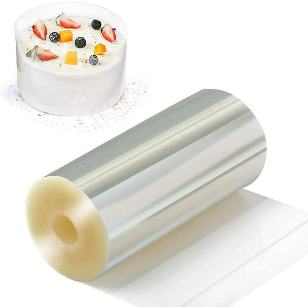 4x394inch Cake Collar Acetate Roll Transparent Mousse Cake Sheets DIY Cake Collar Surrounding Edge Clear Cake Strips for Baking Chocolate Mousse Cake Decorate 