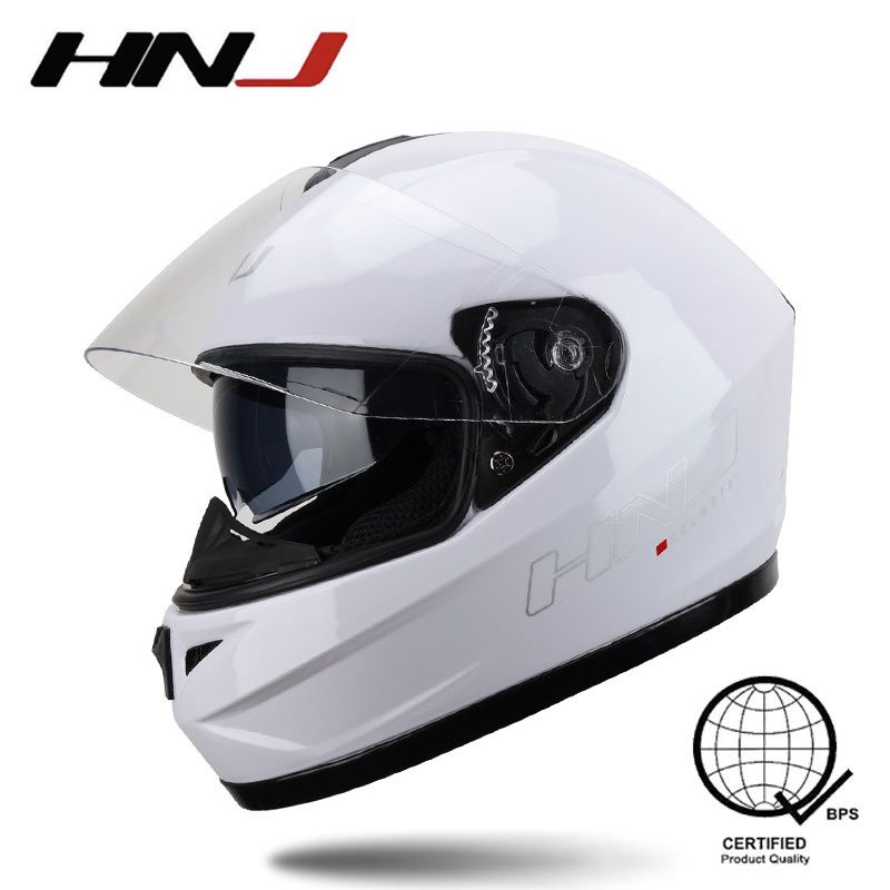 HNJ 988 Plain Motorcycle Helmet Full Face Dual Visor Helmet With ICC