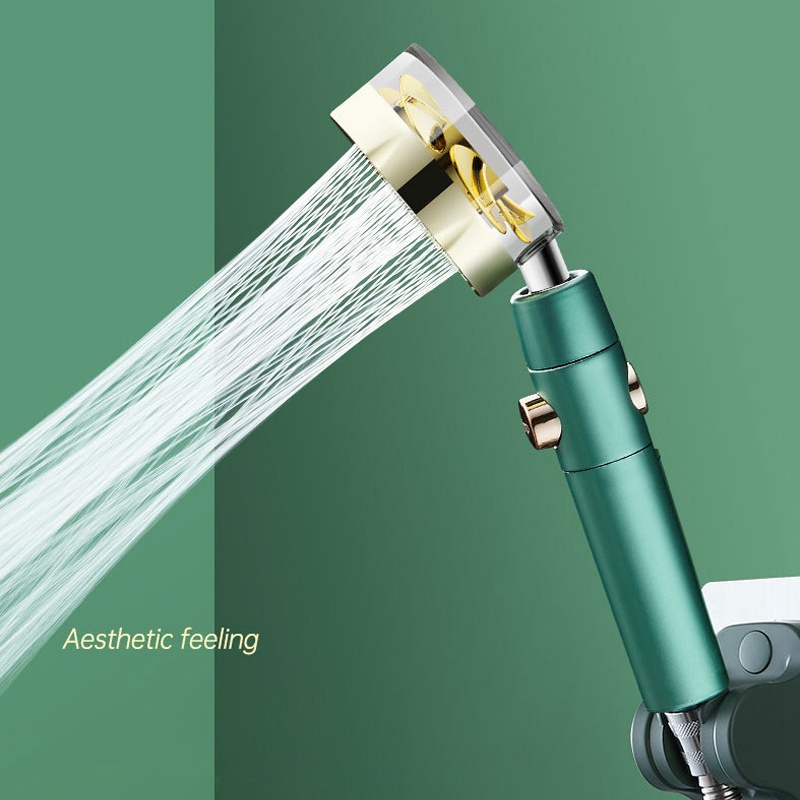 High Pressure Spinning Fan 360 Degree Rotating Green Hand Shower Head