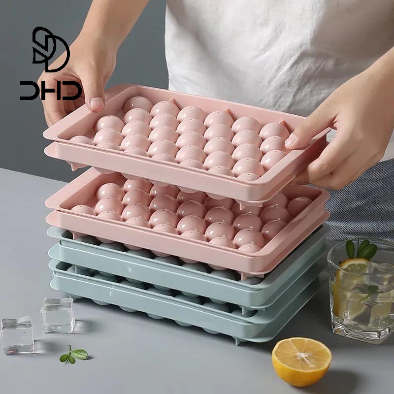 DHD 33 Grids Round Ice Cube Whiskey Ice Cube Molder, Cube Maker Ball ...