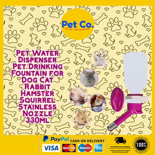 Pet Water Dispenser Pet Drinking Fountain for Dog Cat Rabbit Hamster Squirrel Stainless Nozzle 330ml
