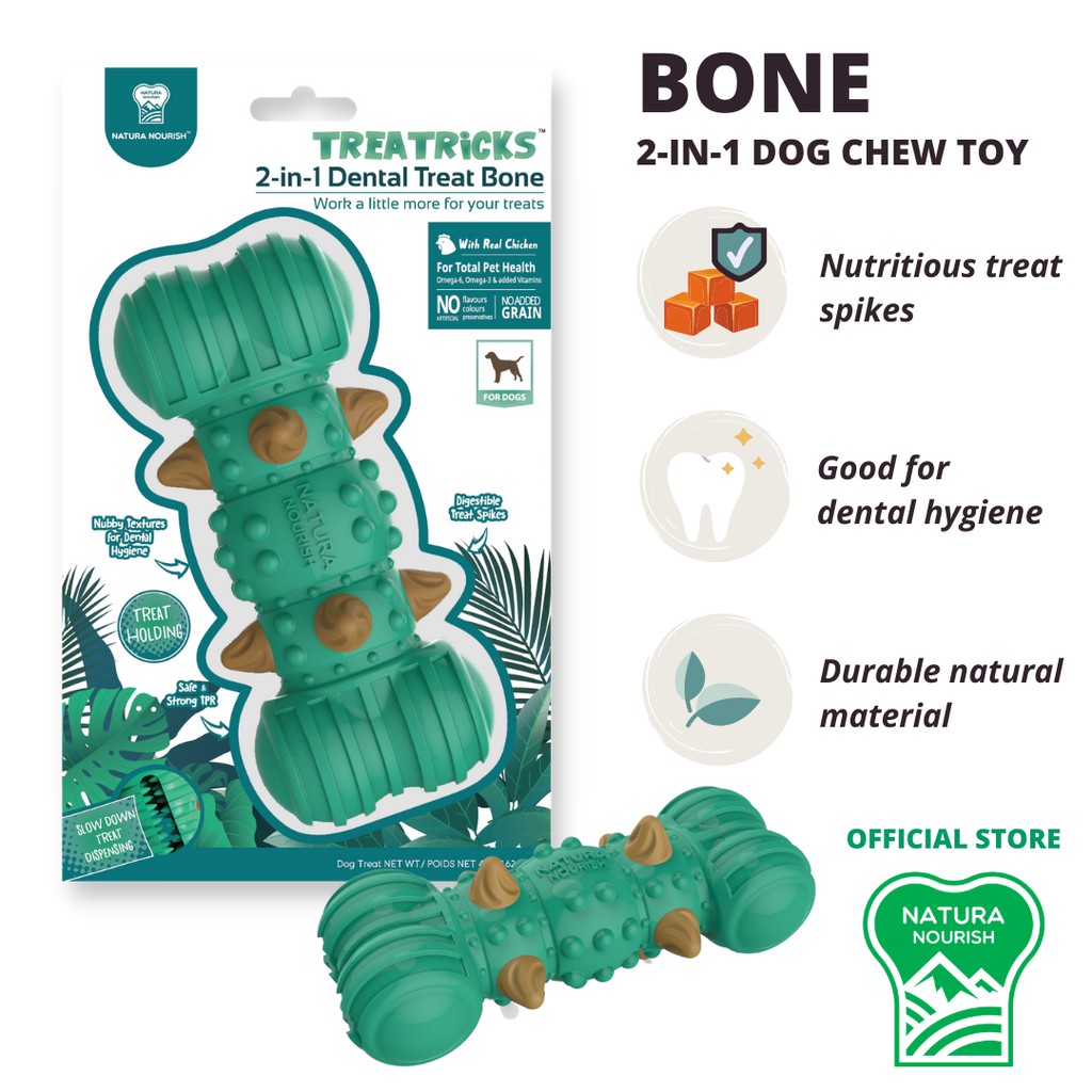 Natura Nourish Treatricks 2 in 1 Bone Dog Toy Treat Dispensing Chew Toy  with Dental Treats | Shopee Philippines