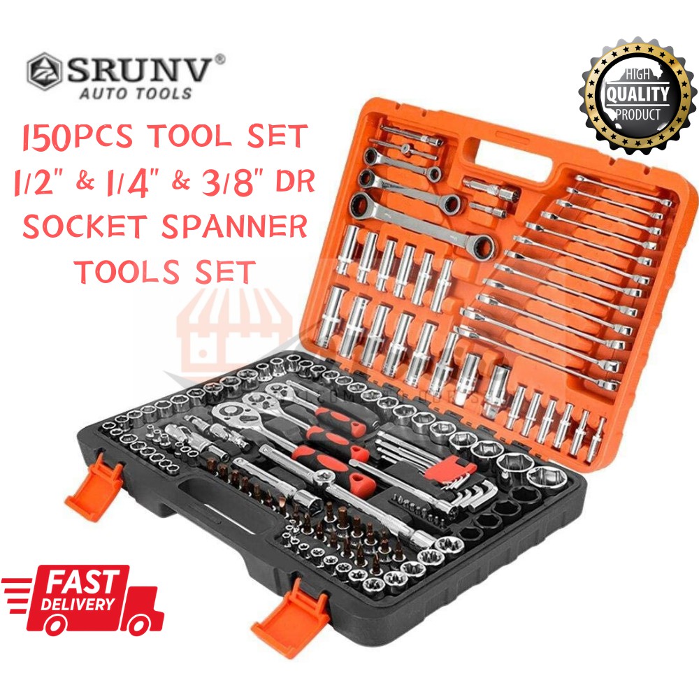 SATAGOOD 150 PCS Ratchet Box Socket Set Box Set Spanner Set Wrench Set