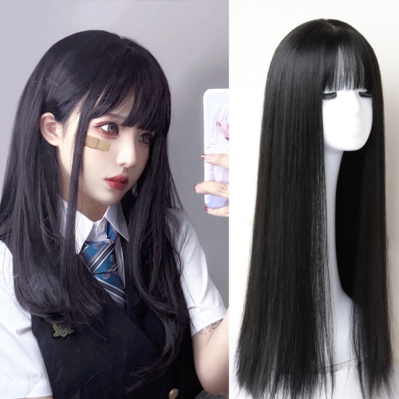 Long Straight Synthetic Lolita Cosplay Wig with Bangs Anime Bangs Golden  Pink Multiple Colour Hair Wigs for Women | Shopee Philippines