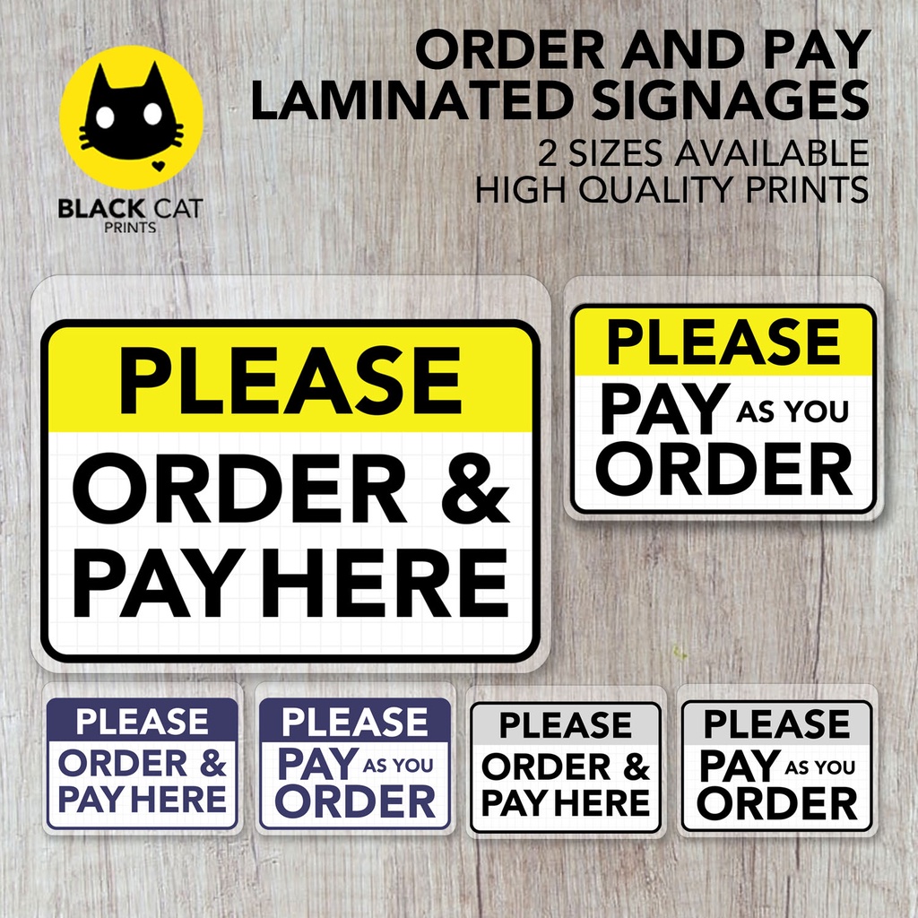 Order and Pay Here Sign | Laminated Signage | Sign Board | Shopee ...