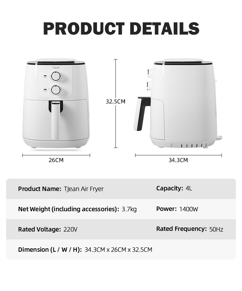 TJean Air Fryer Large Capacity Household Automatic Intelligent Electric