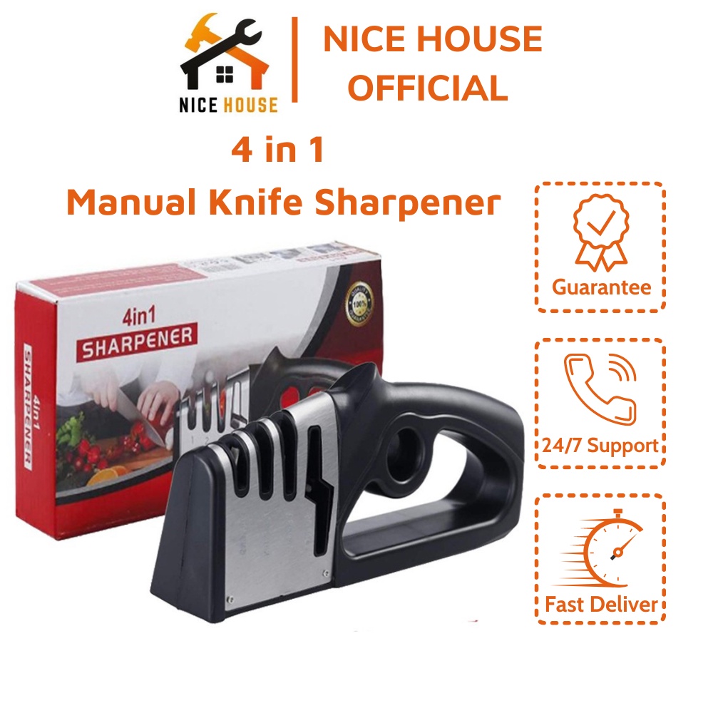 Knife Sharpeners, 4 in 1 Manual Kitchen Knife Sharpener, Kitchen