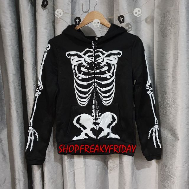 skeleton zip up hoodie