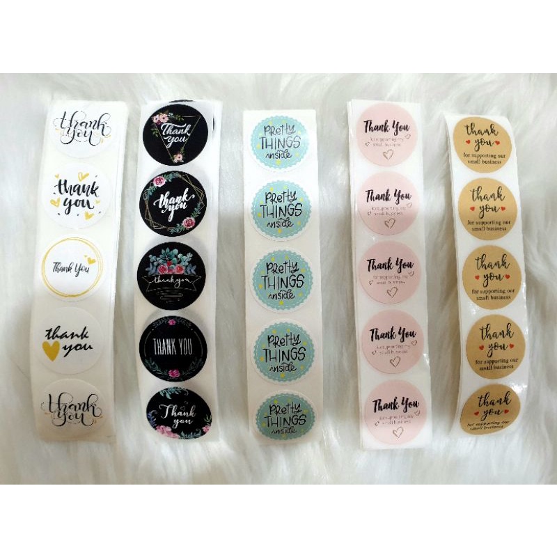 100pcs Thank You sticker for label packaging 1 inch diameter Shopee