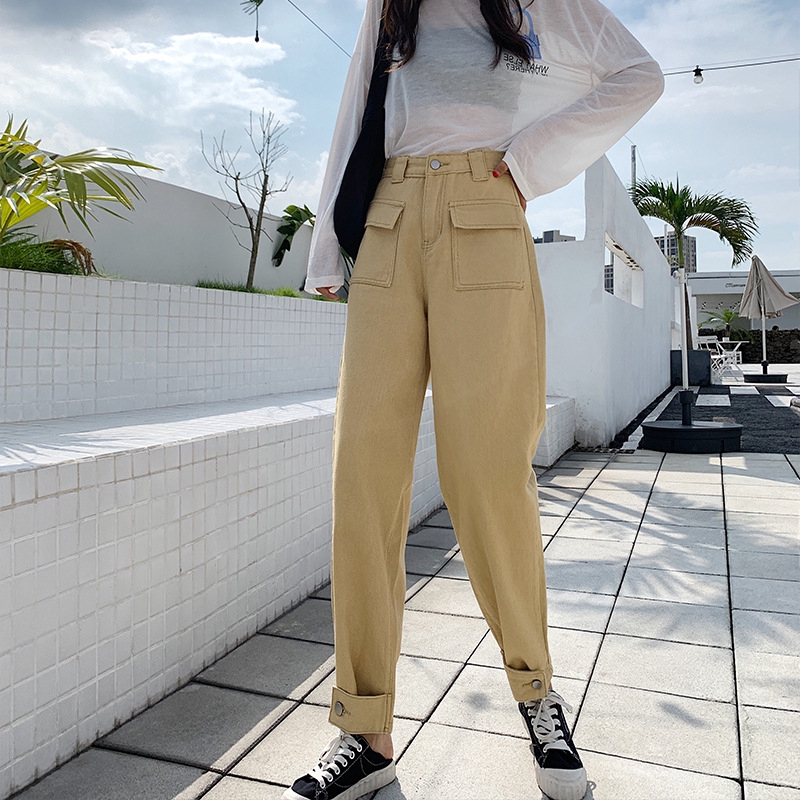 khaki jeans womens high waisted