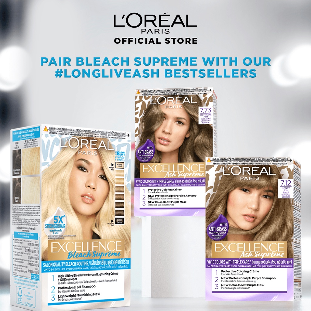 LOreal Paris Bleach Supreme and Ash Supreme  Honey Ash Ultimate Lift  Kit | Shopee Philippines