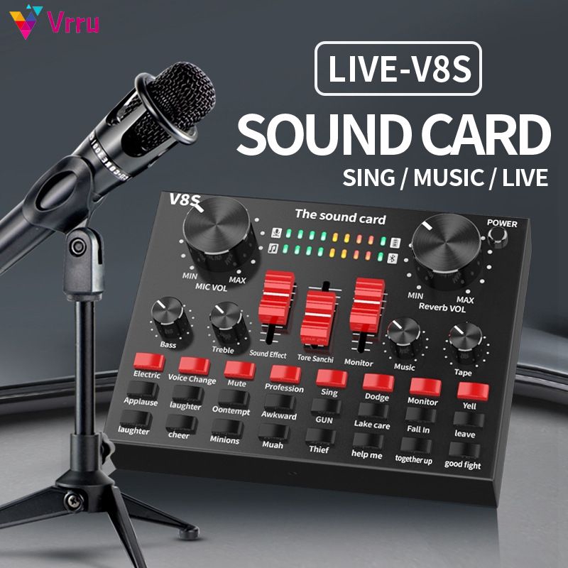 V8S Mobile Phone Microphone Live Usb External Sound Card For Mobile