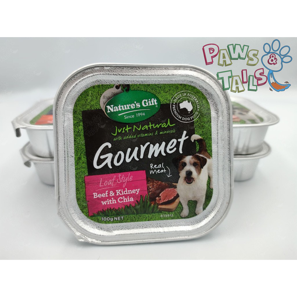 Nature's Gift Dog Food Gourmet Beef & Kidney w/ Chia seeds 9pcs x 100g