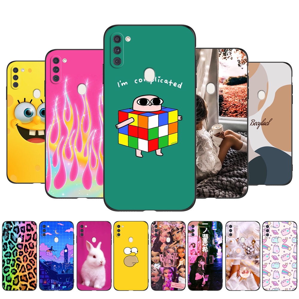 For Samsung A11 Case  Soft Silicon Phone Back Cover For Samsung  Galaxy A11 GalaxyA11 A 11 a115 black tpu case funny cute pink | Shopee  Philippines