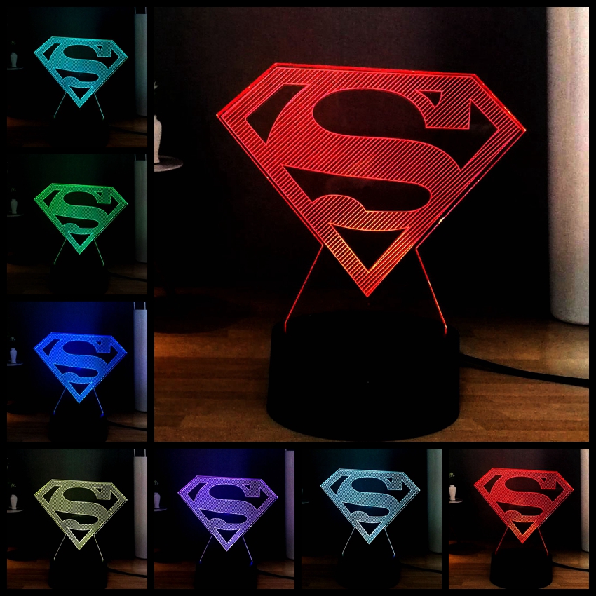 Super Hero's Kids Night Light LED Lit Remote Control,Batman,Superman,Spiderman 