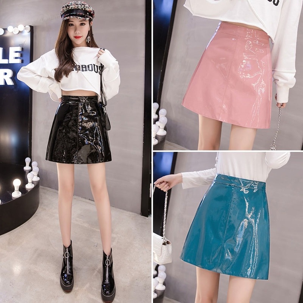 Women's Hip Leather Skirt Wrap Sexy Korean Vintage High-waisted Tight ...