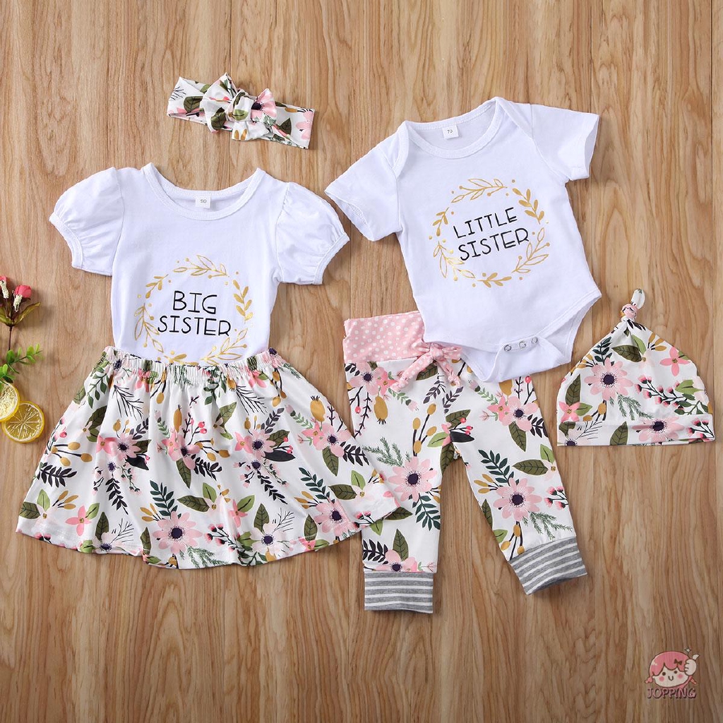 baby and little girl matching dresses