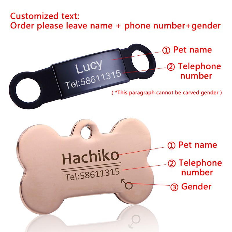 Stainless Steel Pet ID Tags Personalized For Small Dogs Cats Custom Engraved Dog Nameplate Tags No Noise Dog Collar Accessories #3