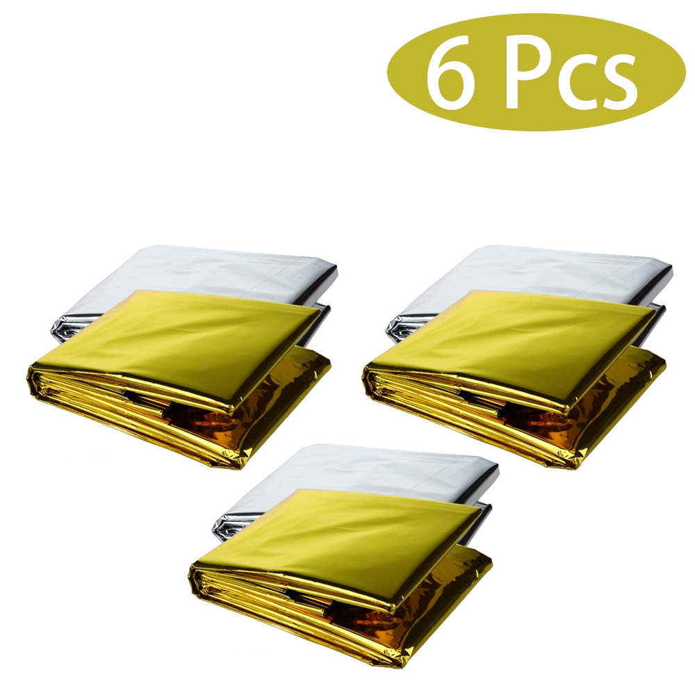 6Pcs Emergency Blanket Mylar Thermal Blankets 3 Gold Silver And 3 Silver Perfect For Outdoors Hiking Shopee Philippines