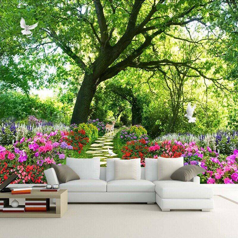 3D customizable wallpaper for walls For Women Green Forest Big Trees Rustic Nature  Landscape Wallpaper Picture Home Decor Living Room Bedroom decor sticker |  Shopee Philippines