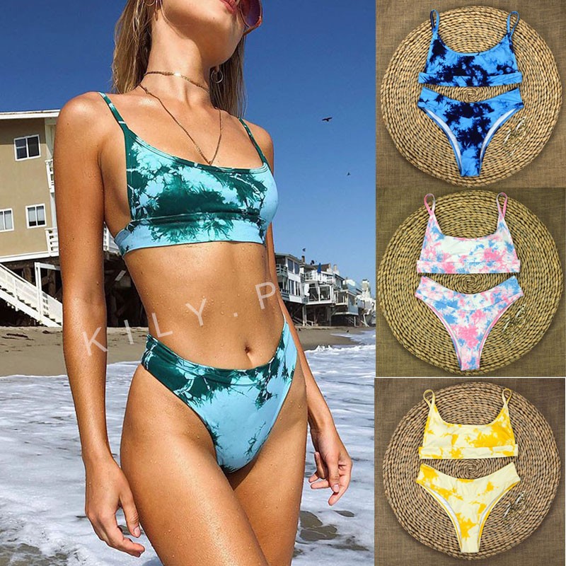 tie dye two piece swimsuit