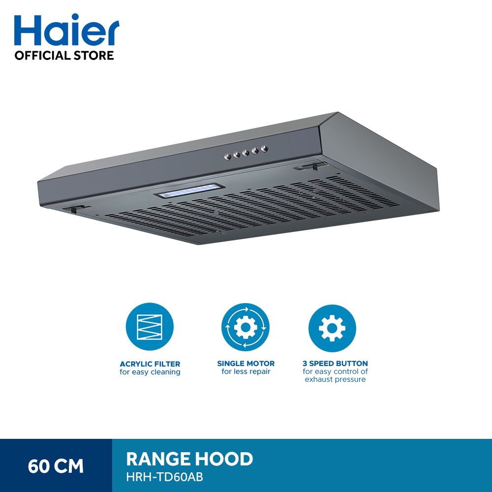 Haier HRHTD60AB 60cm Range Hood (Black) Shopee Philippines