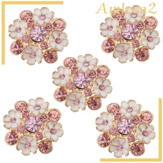 [AMLESO2] 5pcs Flower Crystal Sewing Shank Buttons for Garment Accessories DIY Decor #1