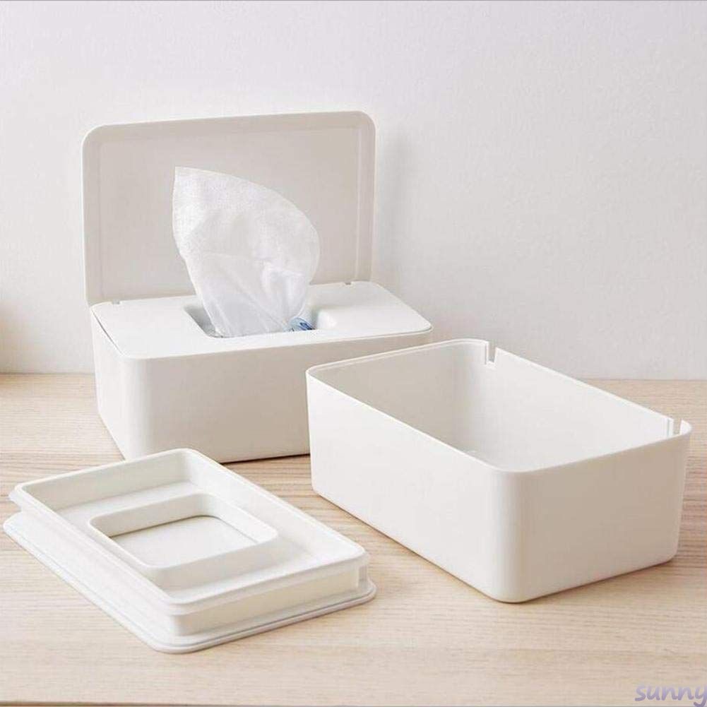 Dispenser Holder with Lid for Home Office Desk Blue White Brianer Wet Wipes Dispenser Dry Wet Tissue Paper Case Dustproof Tissue Storage Box Case 