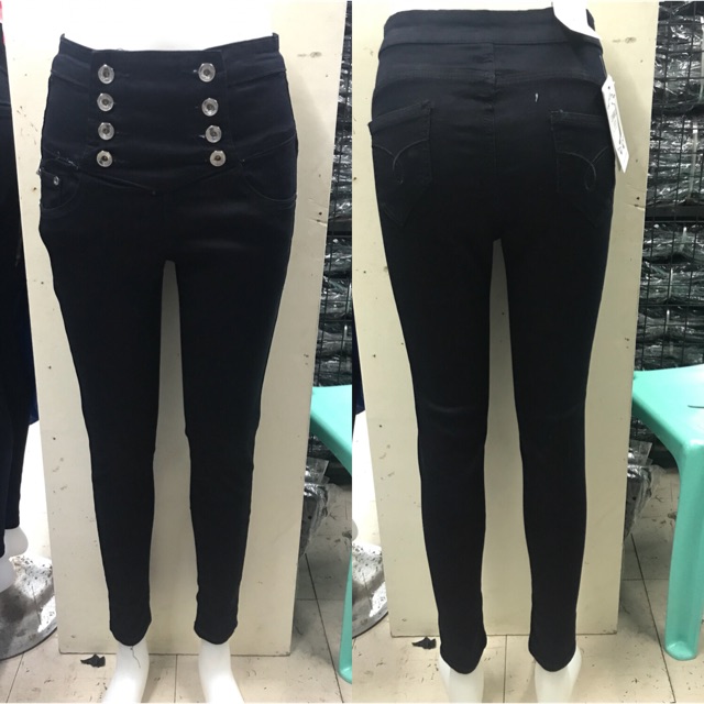 black jeans with buttons