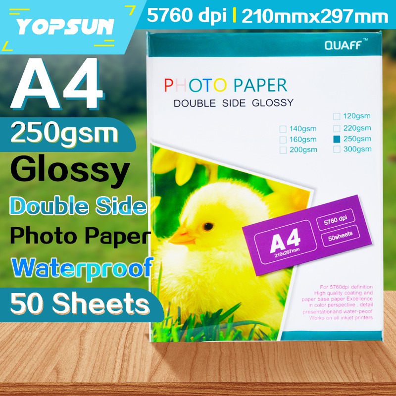 Quaff 250Gsm A4 Double Side Photo Paper Glossy 50 Sheets Shopee