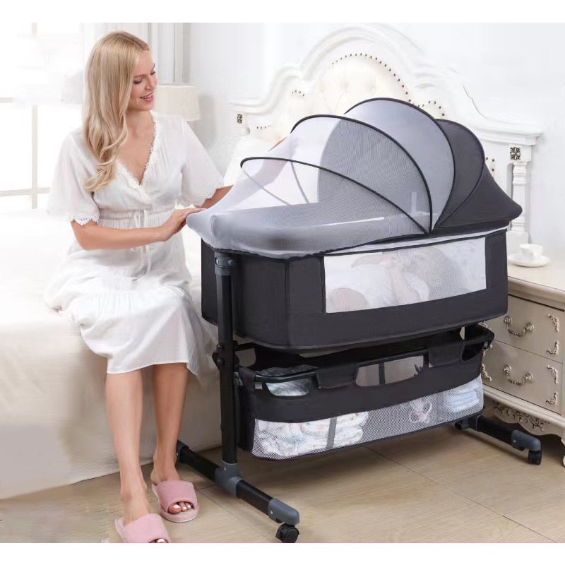 4 in 1 Crib for Baby Crib with Wheels Mosquito Net Newborn