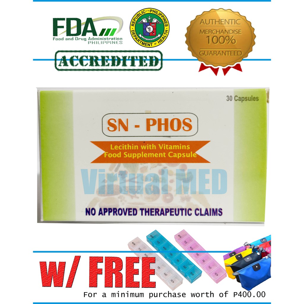 Lecithin with Vitamins 30 Capsules (SNPhos) Phospholipids Shopee